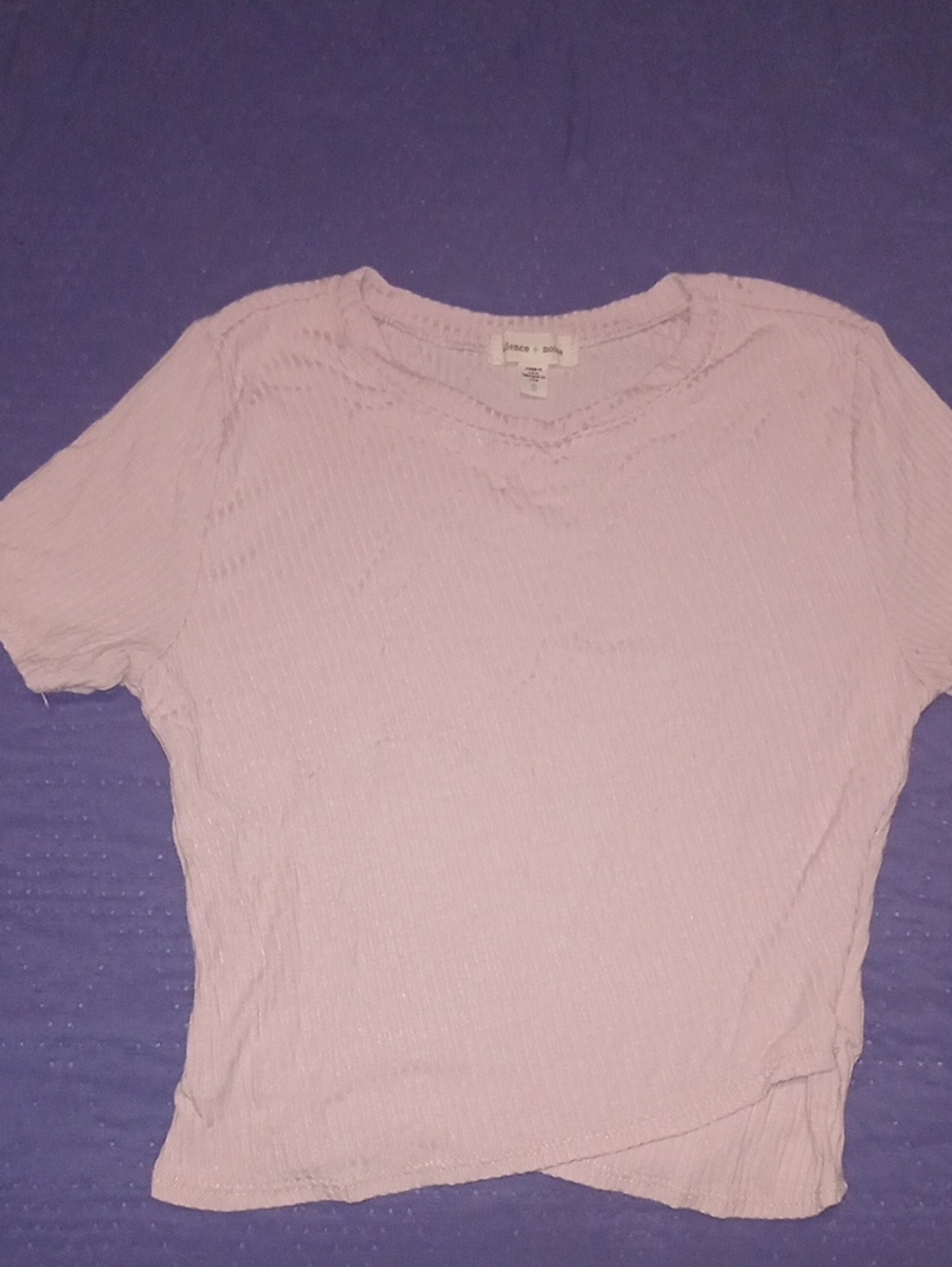 Silence + Noise light pink ribbed short sleeve tee